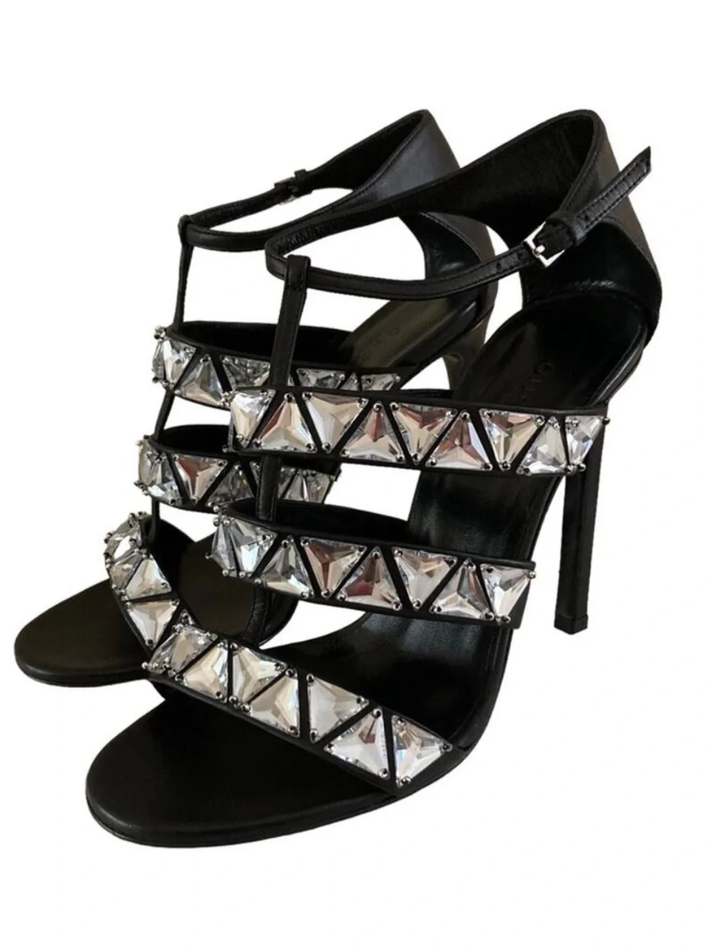 Gucci Napa Crystal Triple-Band Sandal Heels Size 39